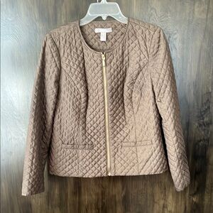 Chico's Brown Blazer Quilted Suit Jacket
